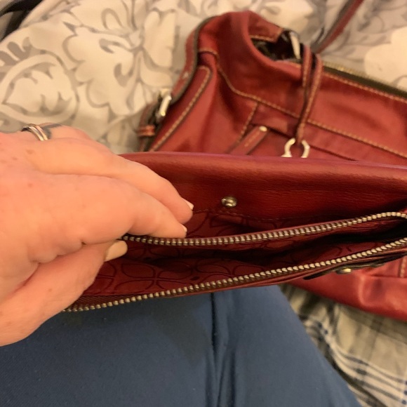 Fossil shoulder bag with matching wallet Red used - Picture 5 of 6